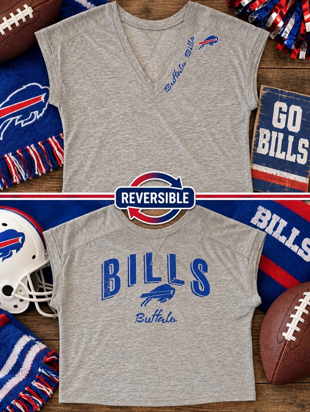 🏈 WEAR Erin Andrews Buffalo Bills Reversible Tee S Sold Out